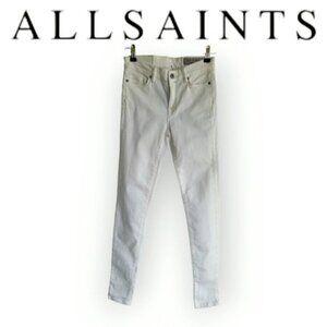 All Saints Grace Cream Low Rise Y2K Jeans Size 26 New With Tags NWT Designer